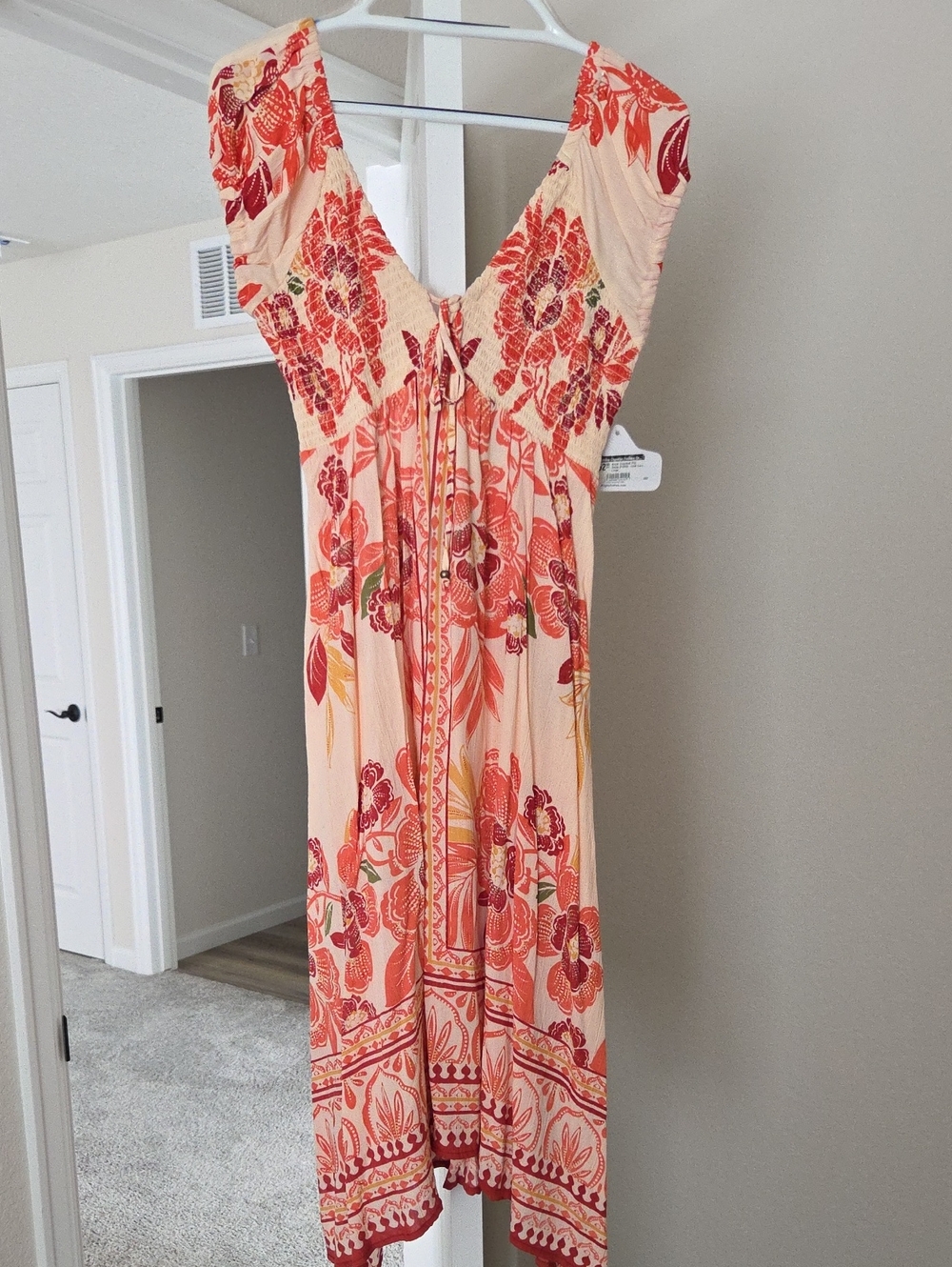 Floral V-Neck Smocked Midi Dress